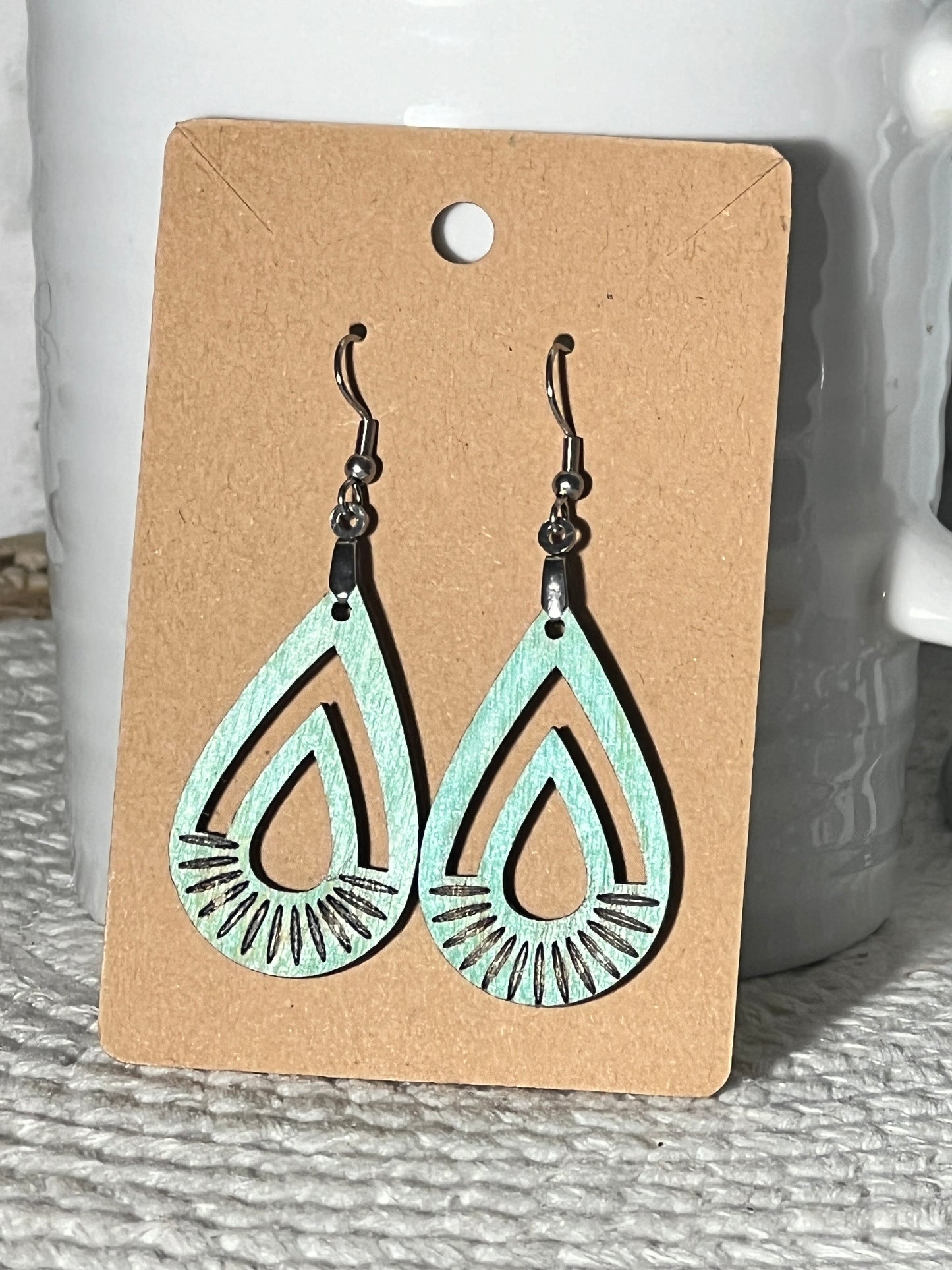 Elongated Cut-0ut Teardrop Dangle Earrings