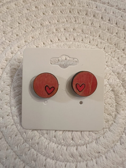 Faded Red Valentine Button Studs