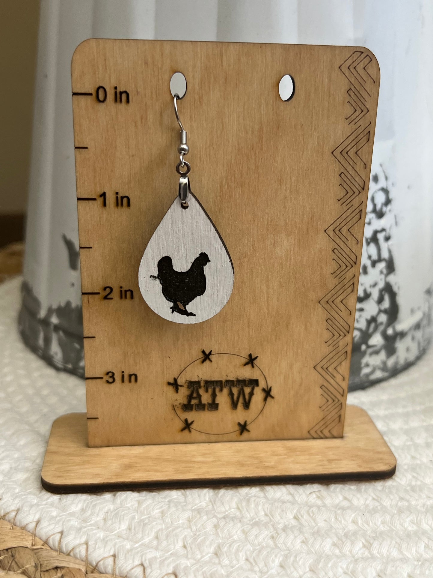 Black and White Chicken Earrings