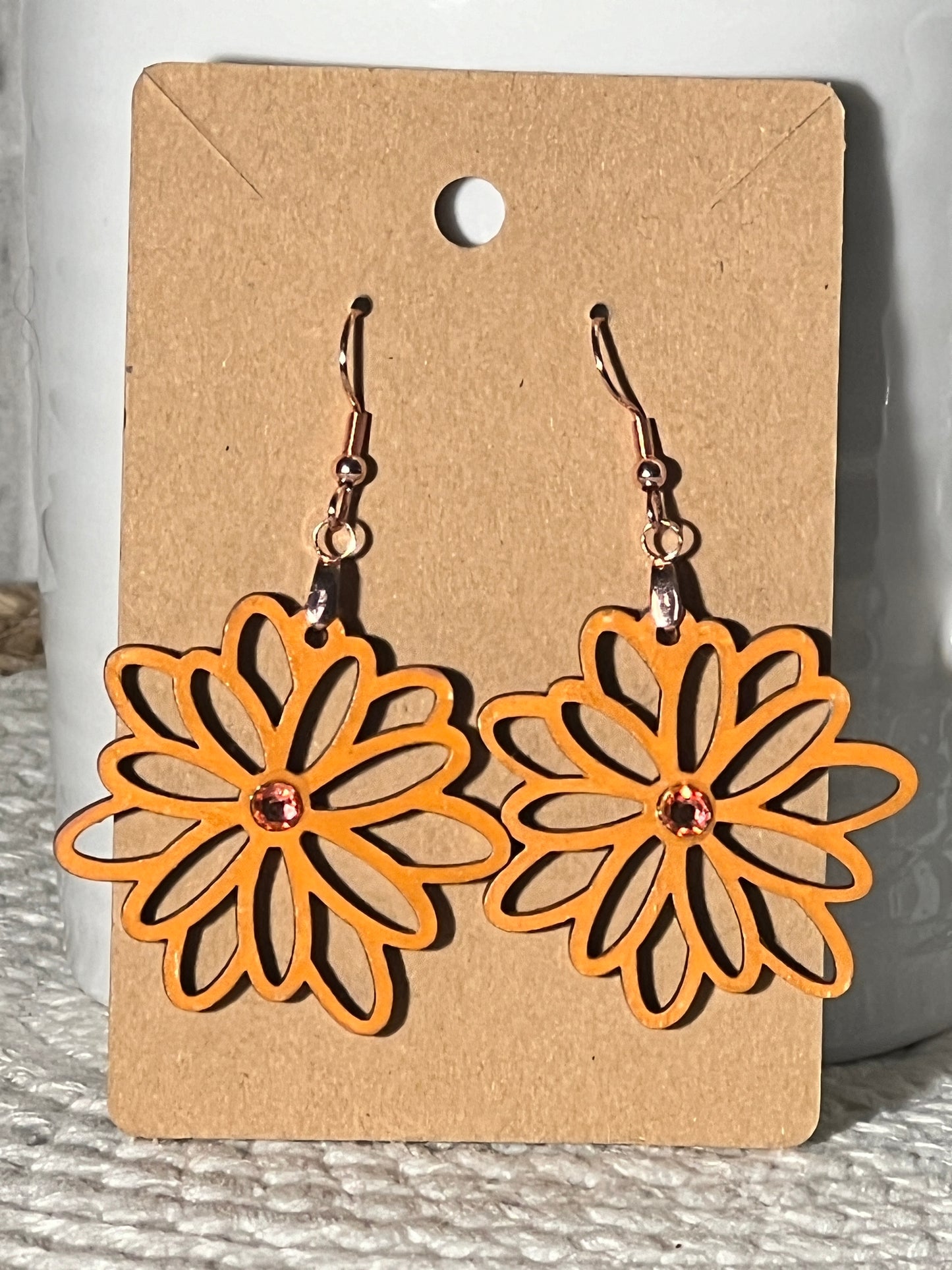 Sparkling BoHo Influenced Daisy Round Dangle Earring