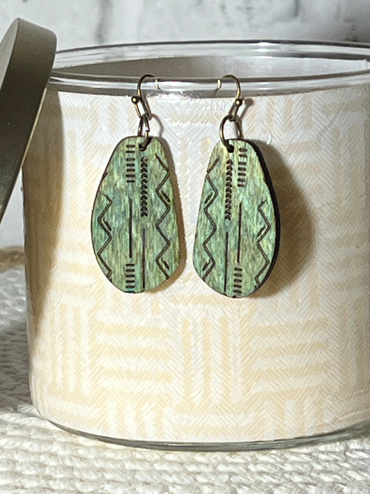 Turquoise-Green Simple Tribal Marked Dangles