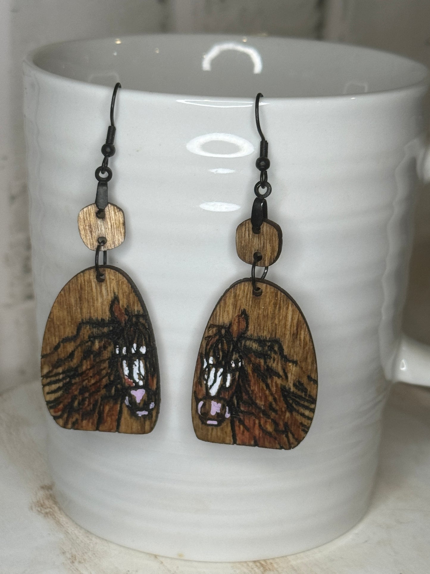 2 pc Wild Mane Horse Dangle Earrings