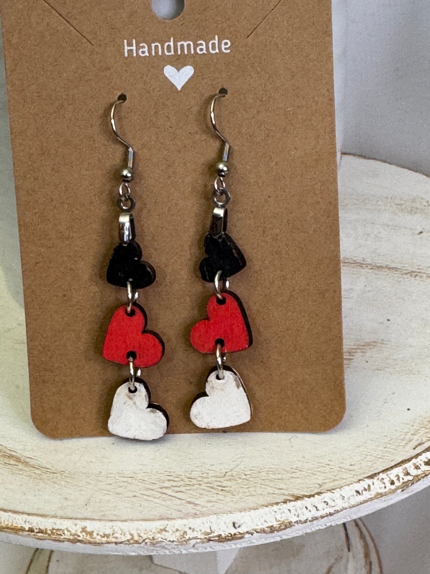 Triple Heart Dangle Earrings