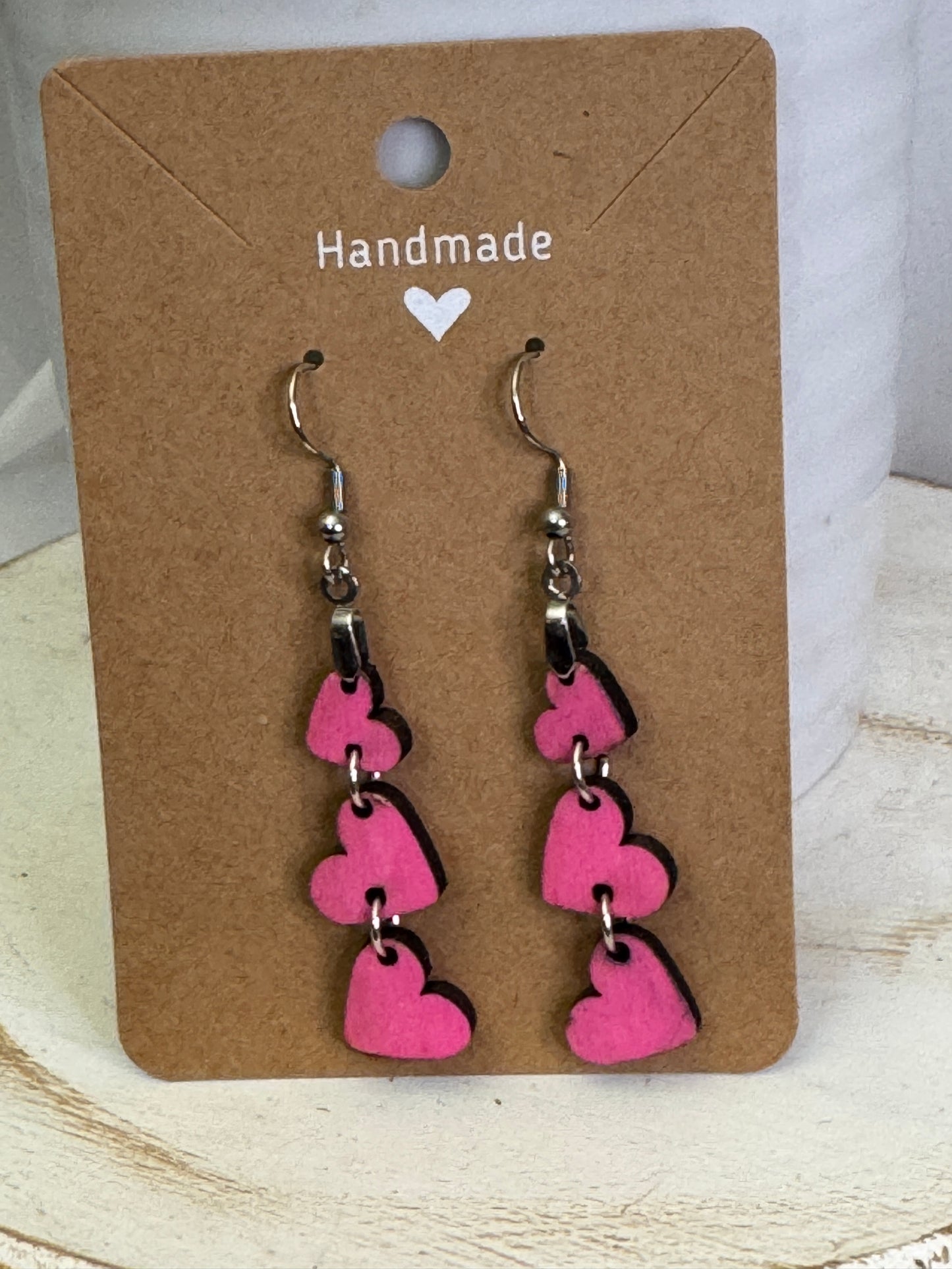 Triple Heart Dangle Earrings