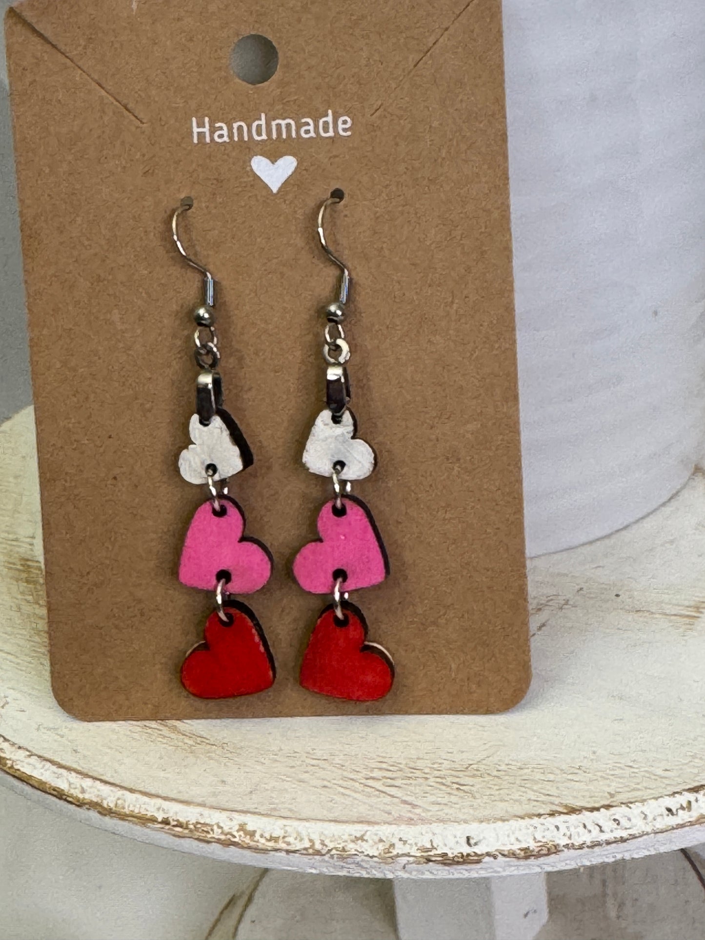 Triple Heart Dangle Earrings