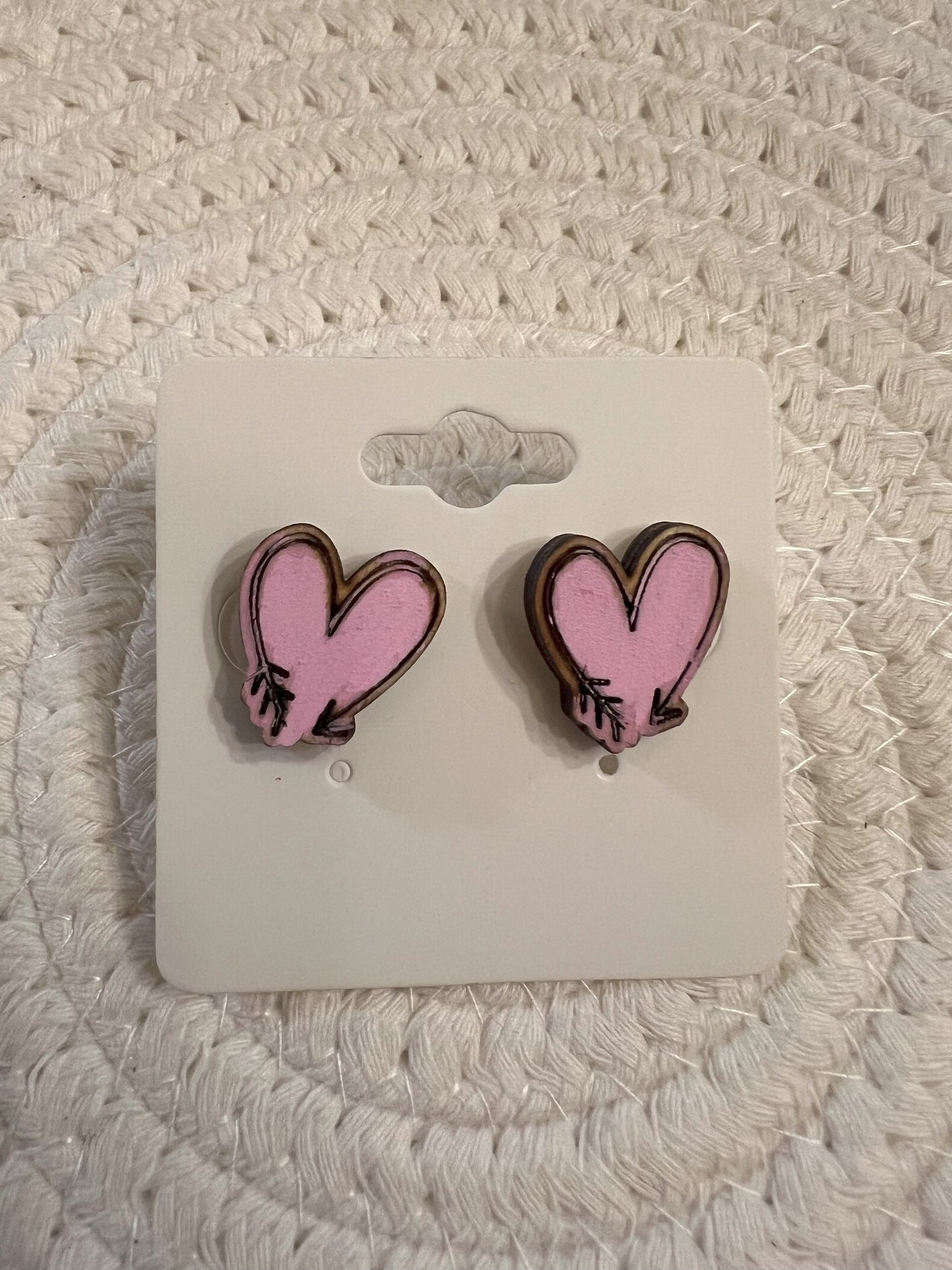 Light Pink Heart Studs