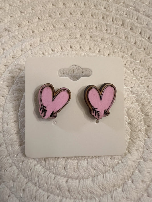 Light Pink Heart Studs