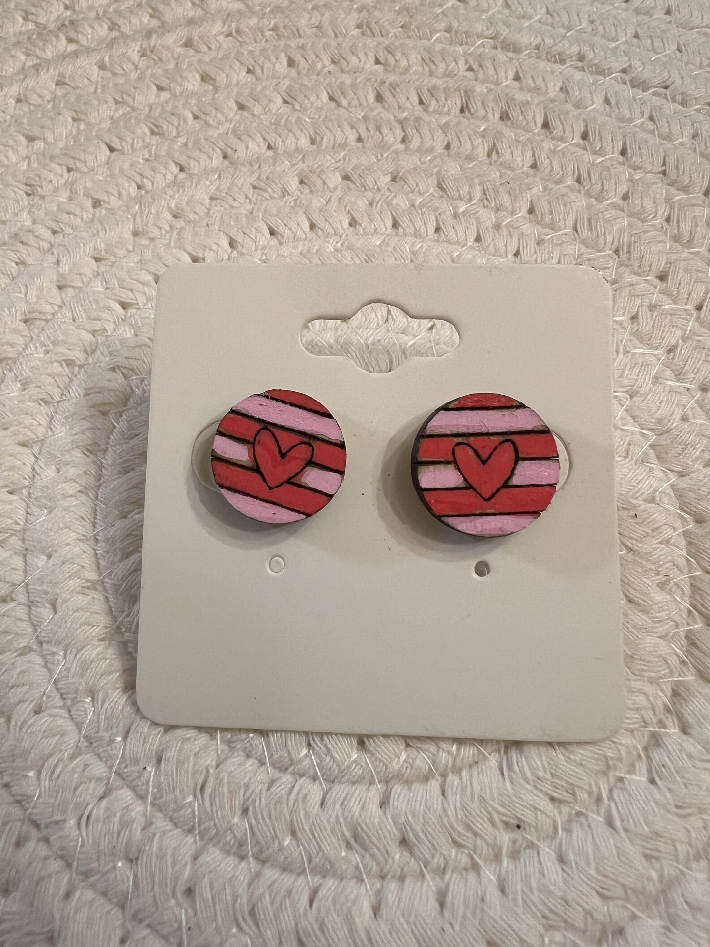 Red and Pink Stripped Studs