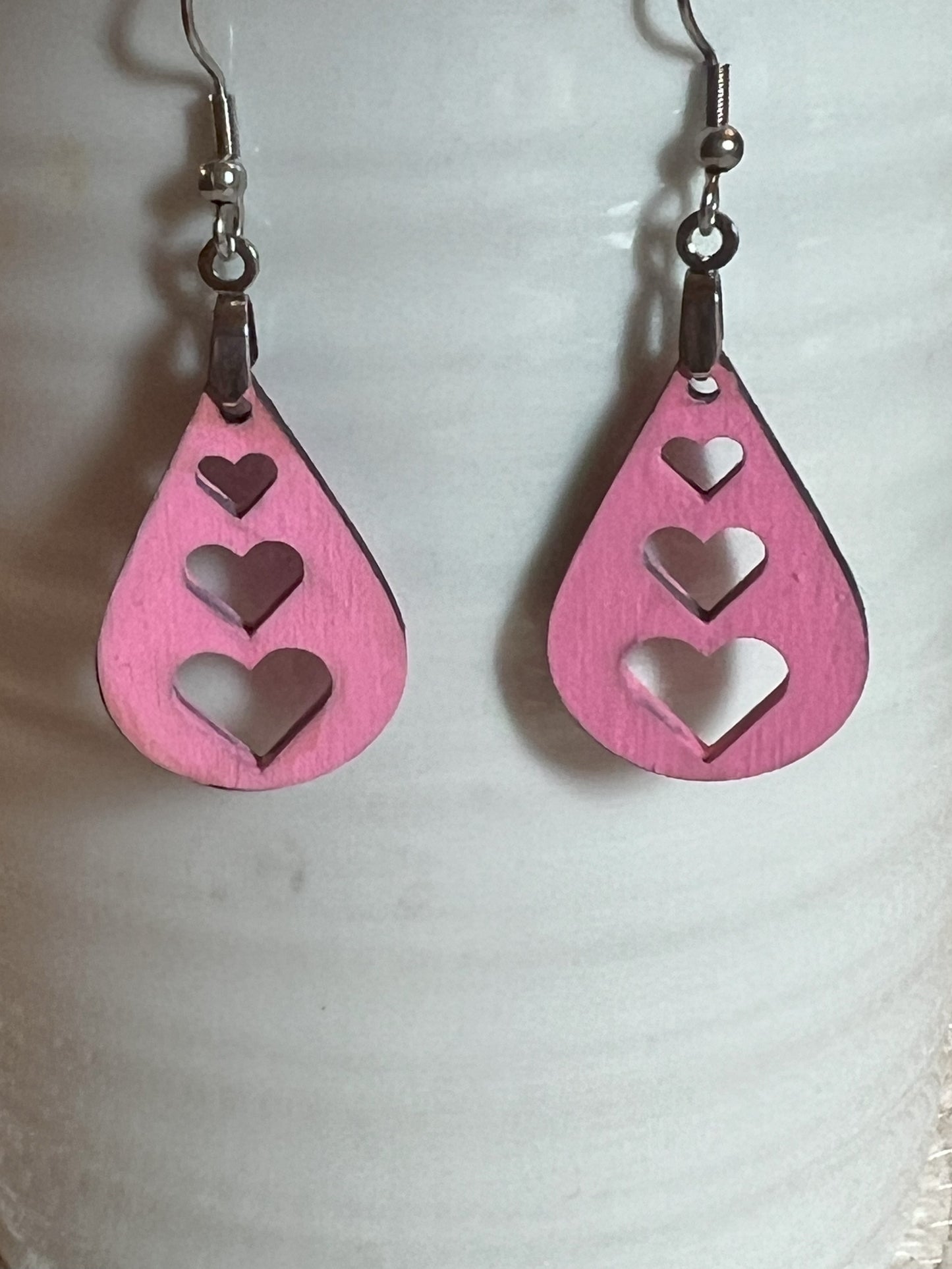 Bright Pink Heart Cut Out Dangles