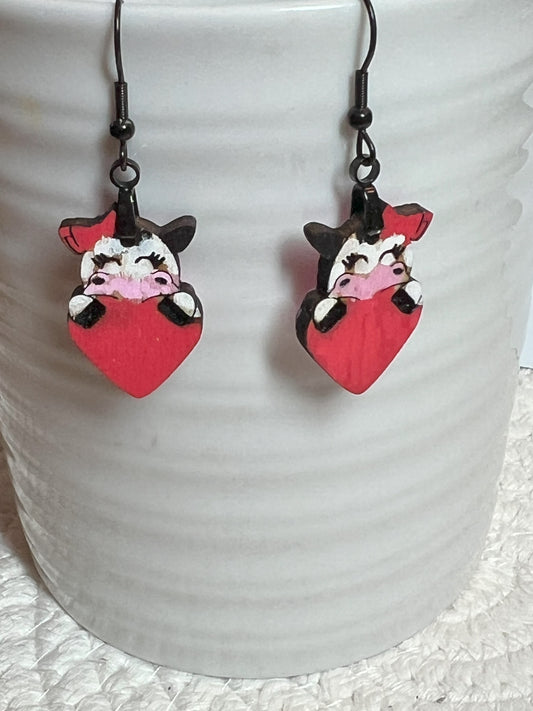 Valentine Cow and Heart Dangles