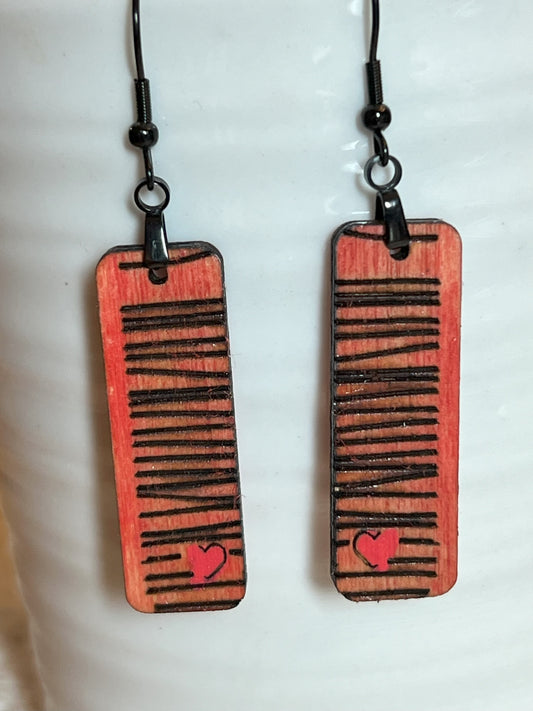 Faded Red and Black Modern Bar Dangles