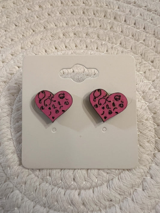 Heart Shaped Hot Pink Studs