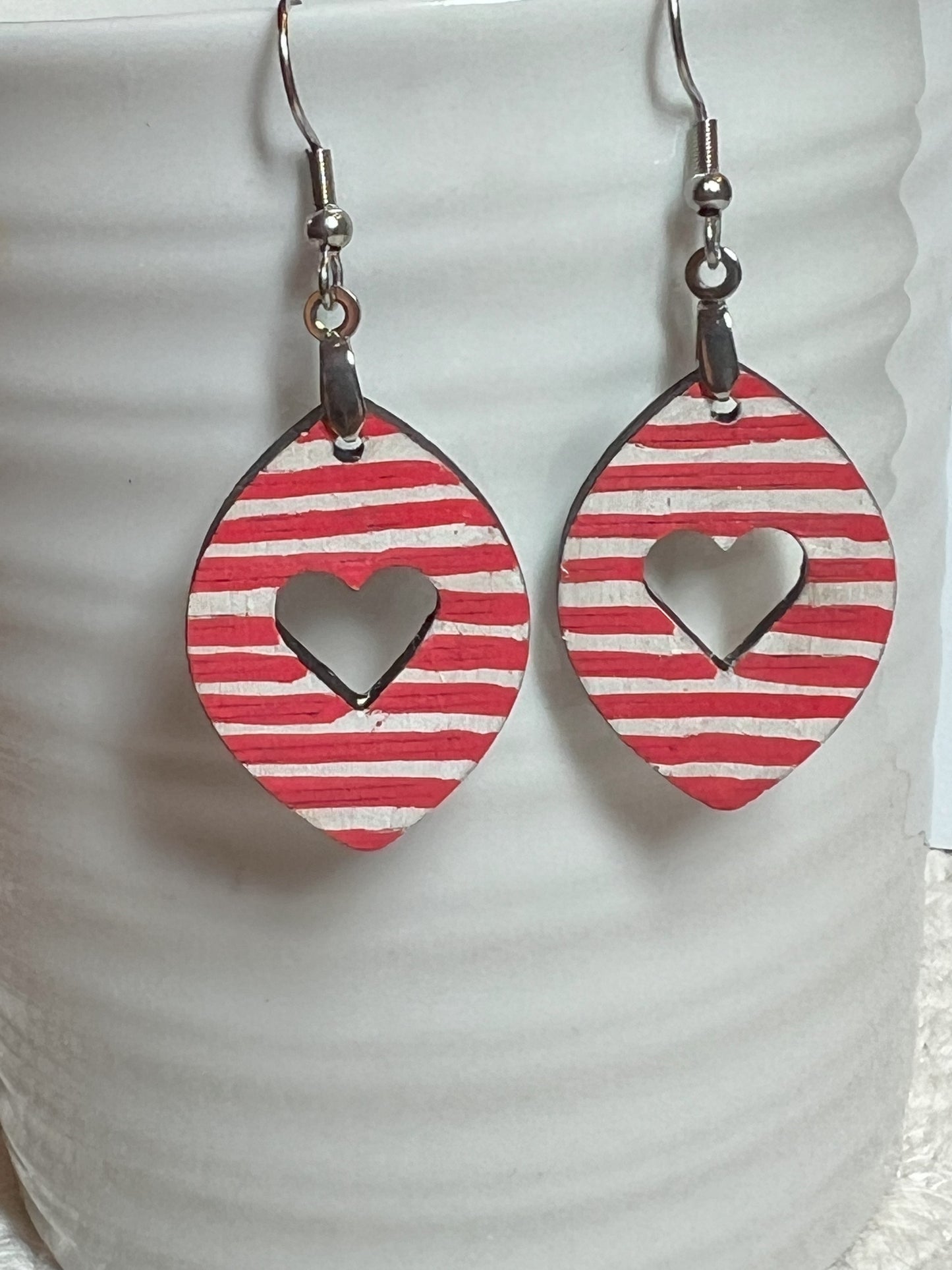 Red and White Heart Cut Out Dangle