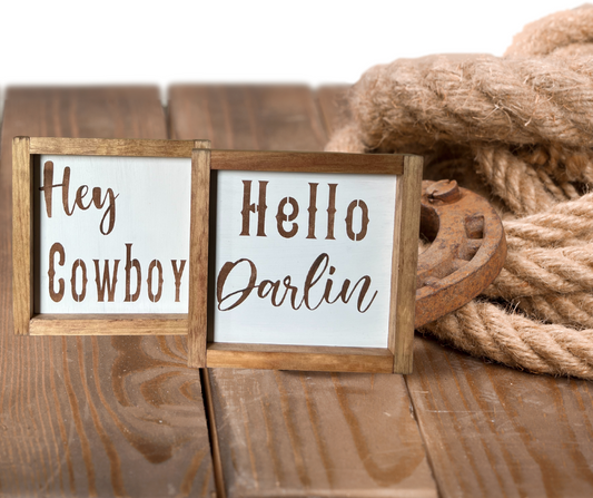 Hey Cowboy, Hello Darlin Western Shelf Sitters